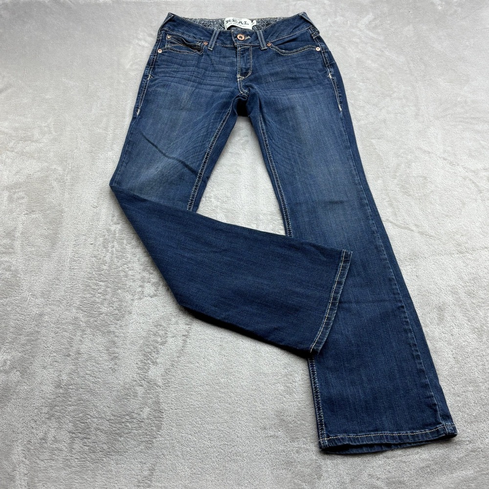 Ariat Real Denim Jean Women 28R Dark Bootcut Mid Rise EmbroideredWestern Cowgirl